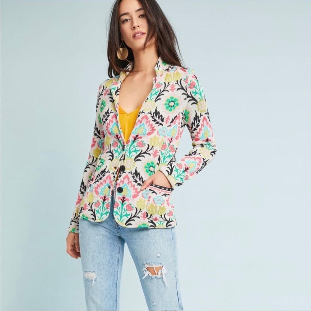 Floral Patterned Blazer Jacket in Multi